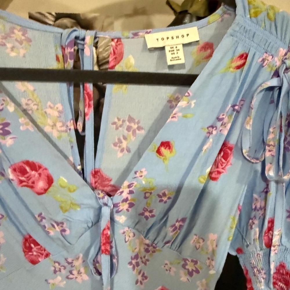 Topshop blue and pink Midi Dress size 2 - Picture 4 of 9